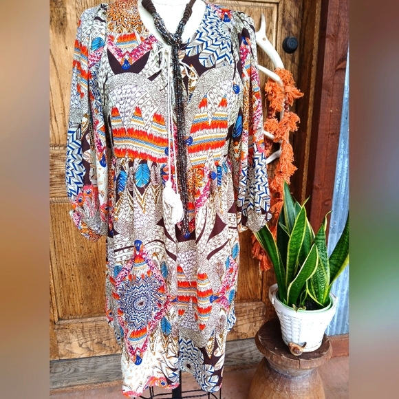 Rock & Roll Cowgirl Dresses & Skirts - Rock&Roll Cowgirl Dress Mini Midi Women Boho peasant Small Drop Waist Prairie